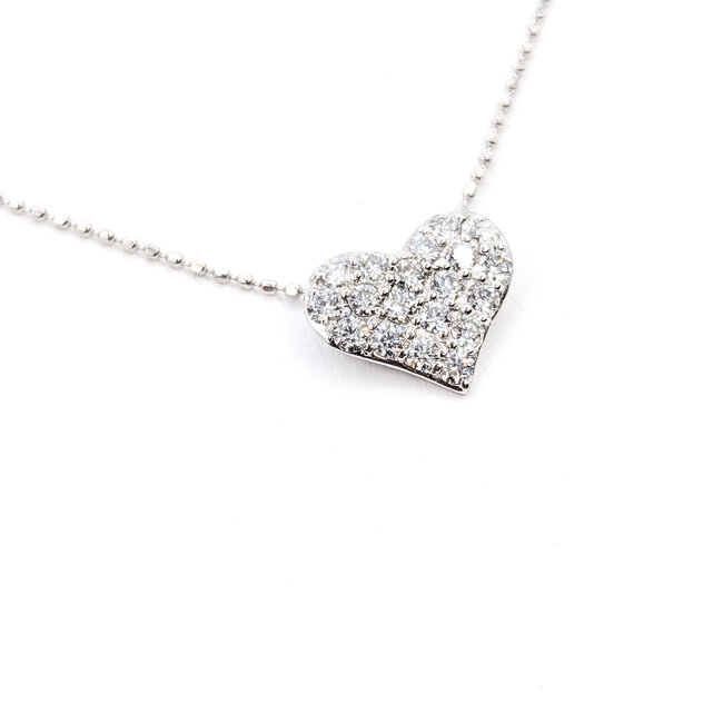 Necklace Heart 0.4ctw Round Diamonds 18kw 11.5x10mm 15-17.5" 2.73g 126020040