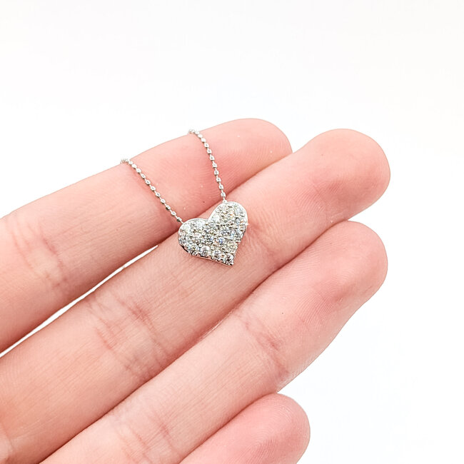 Necklace Heart 0.4ctw Round Diamonds 18kw 11.5x10mm 15-17.5" 2.73g 126020040