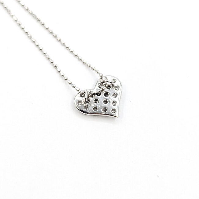 Necklace Heart 0.4ctw Round Diamonds 18kw 11.5x10mm 15-17.5" 2.73g 126020040
