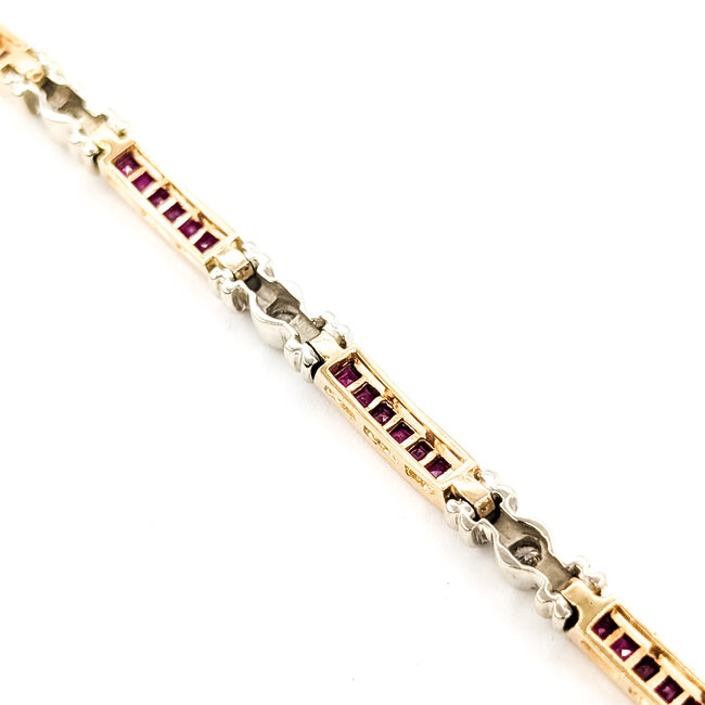 Bracelet Tennis .40ctw Round Diamonds 2.00ctw Ruby 14ky 4.1mm 7" 15.3g 226020021