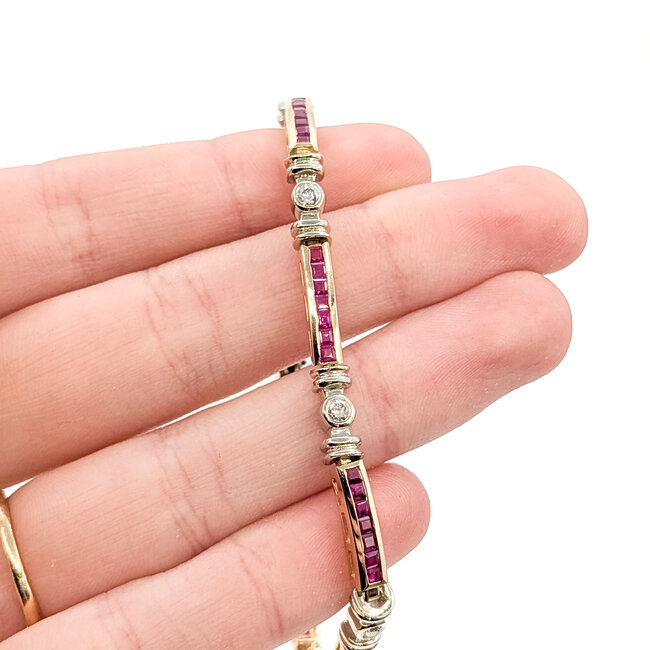 Bracelet Tennis .40ctw Round Diamonds 2.00ctw Ruby 14ky 4.1mm 7" 15.3g 226020021