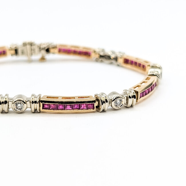 Bracelet Tennis .40ctw Round Diamonds 2.00ctw Ruby 14ky 4.1mm 7" 15.3g 226020021
