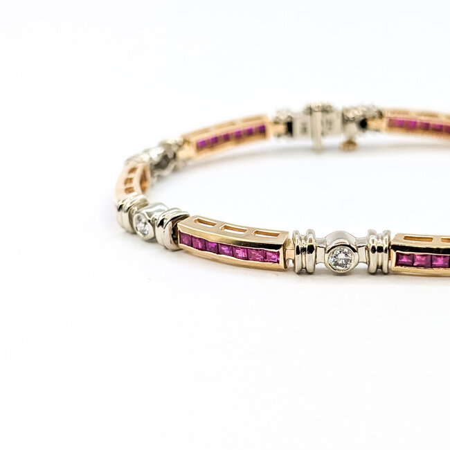 Bracelet Tennis .40ctw Round Diamonds 2.00ctw Ruby 14ky 4.1mm 7" 15.3g 226020021