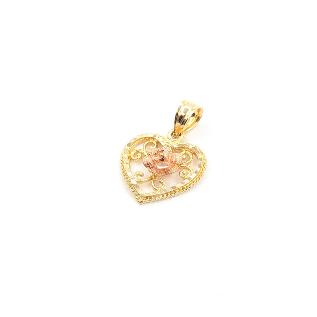 Pendant Floral Heart 14ktt .95g 126022003