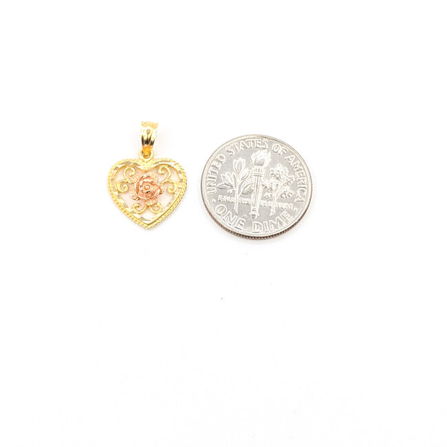 Pendant Floral Heart 14ktt .95g 126022002