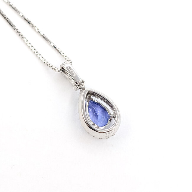 Pendant Drop W/Chain .23ctw Round Diamonds .75ct Purple Tanzanite 14kw 18x8mm 15.5" 2.4g 126020028