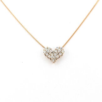 Pendant Heart W/Chain 0.3ctw Round Diamonds 18kr 10x8mm 15-17.5" 2.09g 126020032