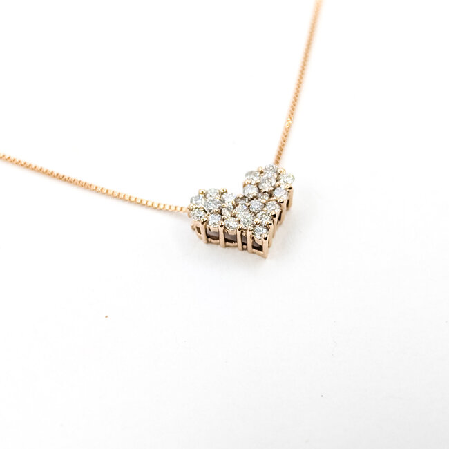 Pendant Heart W/Chain 0.3ctw Round Diamonds 18kr 10x8mm 15-17.5" 2.09g 126020032