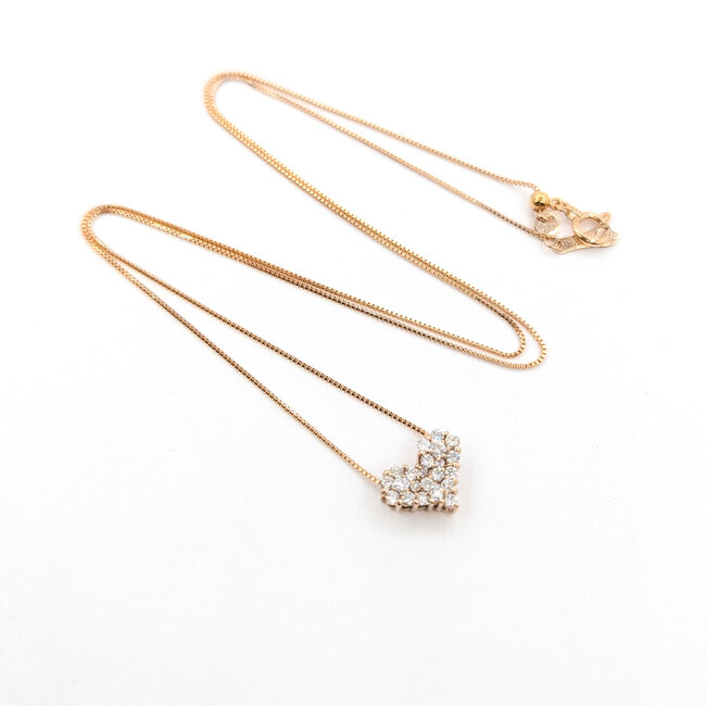 Pendant Heart W/Chain 0.3ctw Round Diamonds 18kr 10x8mm 15-17.5" 2.09g 126020032