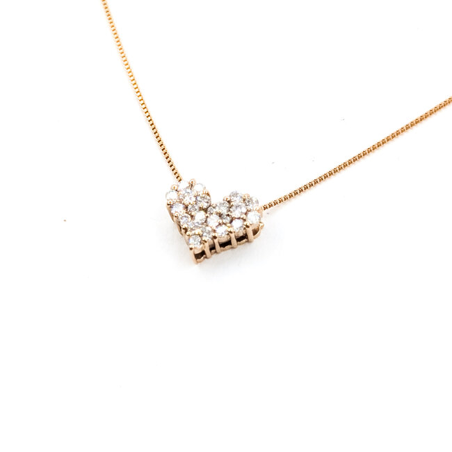 Pendant Heart W/Chain 0.3ctw Round Diamonds 18kr 10x8mm 15-17.5" 2.09g 126020032