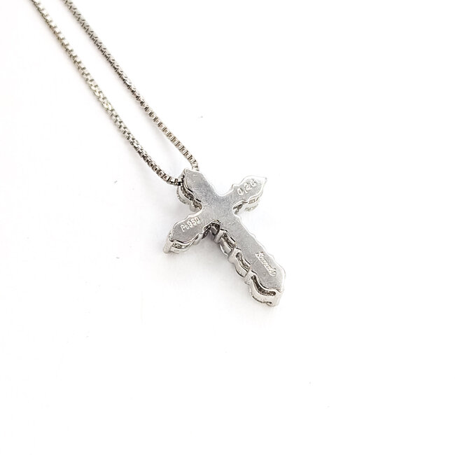 Pendant Cross W/Chain 0.26ctw Round Diamonds pt950 13x10mm 14.5x15.5" 2.44g 126020031