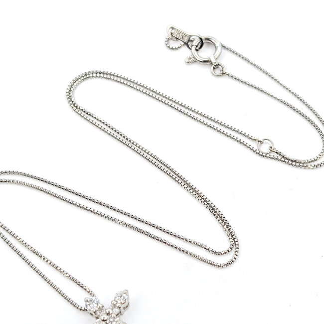 Pendant Cross W/Chain 0.26ctw Round Diamonds pt950 13x10mm 14.5x15.5" 2.44g 126020031