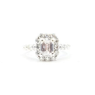 Ring Halo 1.03ct Emerald Lab Grown Diamond IGI: 675551231 0.75ctw Near Colorless Diamonds 14kw 10mm Sz4 2.9g 125120029