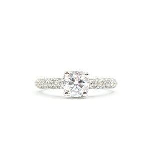 Ring Pave 1.00ct Round Lab Grown Diamond IGI: 752538437 1ctw Near Colorless Diamonds 14kw 2.8mm Sz6.25 3.75g 125120015