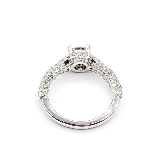 Ring Pave 1.00ct Round Lab Grown Diamond IGI: 752538437 1ctw Near Colorless Diamonds 14kw 2.8mm Sz6.25 3.75g 125120015