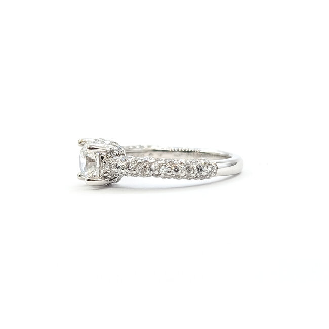 Ring Pave 1.00ct Round Lab Grown Diamond IGI: 752538437 1ctw Near Colorless Diamonds 14kw 2.8mm Sz6.25 3.75g 125120015