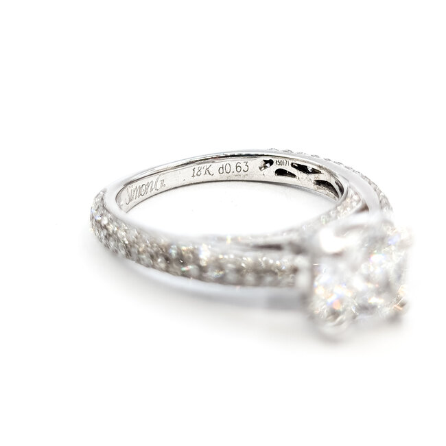 Ring Engagement Simon 1.30ct Cushion Lab Grown Diamond IGI: 722552742 G .63ctw Round Diamonds 14kw sz4.75 2.7mm 124060227