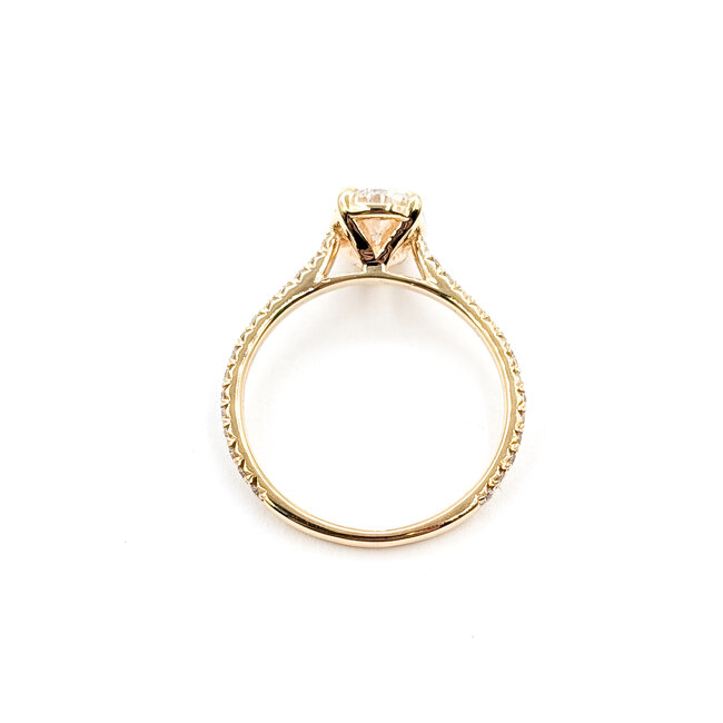 Ring Engagement Cathedral 1.1ct OV Lab Grown Diamond IGI: 759520730 0.25ctw Near Colorless Diamonds 14ky Sz6 1.7g 125120098