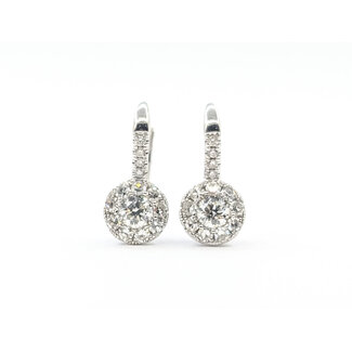 Earrings Cluster Leverback 1.00ctw Round Diamonds Diamonds 14kw .6x.3" 3.51g 226020010