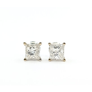 Earrings Stud Screwback 1.50ctw Princess Diamonds 18kw 6x6mm 1.41g 126020042