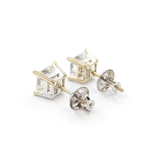 Earrings Stud Screwback 1.50ctw Princess Diamonds 18kw 6x6mm 1.41g 126020042