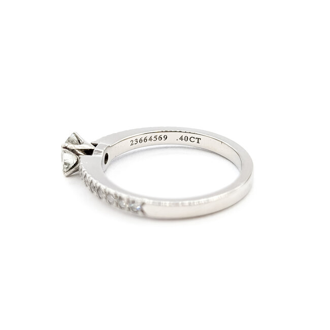 Ring Tiffany & Co. Cathedral .56ctw (.40ct Center) Cushion & Round Diamonds Tiffany Diamond Cert: 23664569 Platinum Sz6 4.15g 126020011