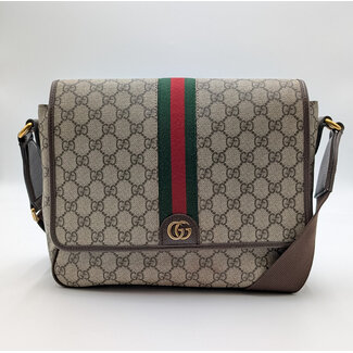 Messenger Gucci Ophidia Medium Biege Canvas & Dark Brown Leather 126025008