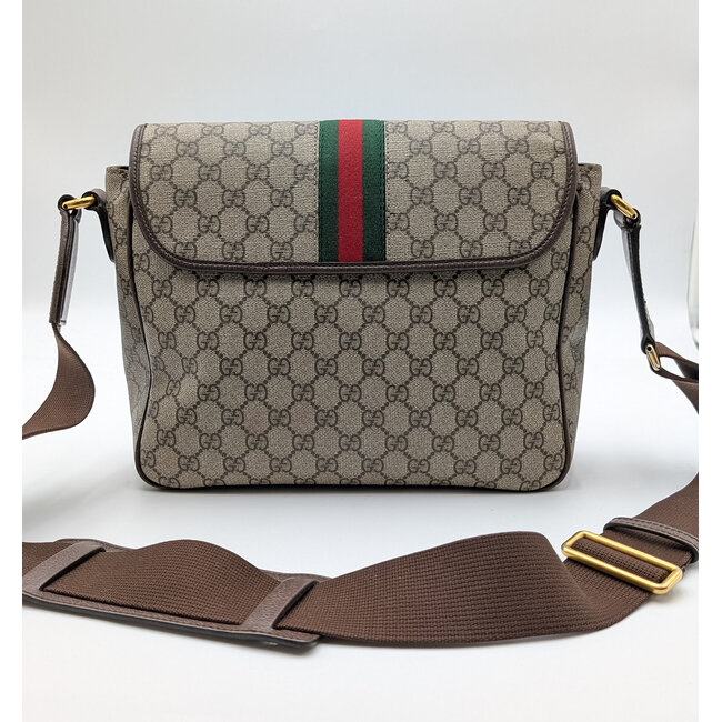 Messenger Gucci Ophidia Medium Biege Canvas & Dark Brown Leather 126025008