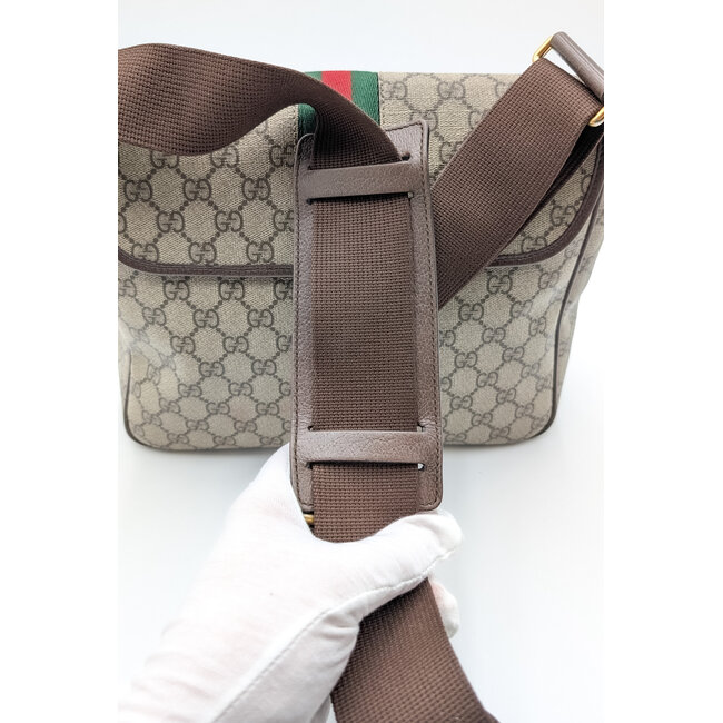 Messenger Gucci Ophidia Medium Biege Canvas & Dark Brown Leather 126025008