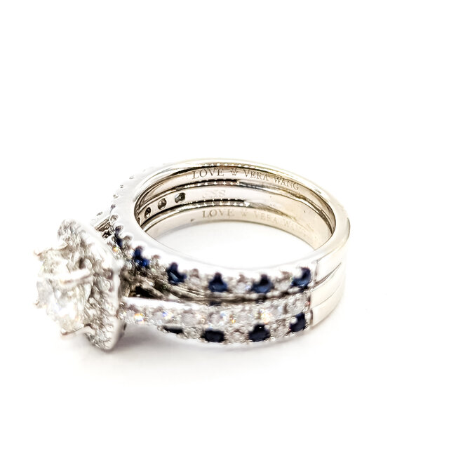 Ring Anniversary Set 1ct Round Diamond .80ctw Diamonds .33ctw Blue Sapphire 14kw 6.2mm Sz5.75 8.54g 226020037