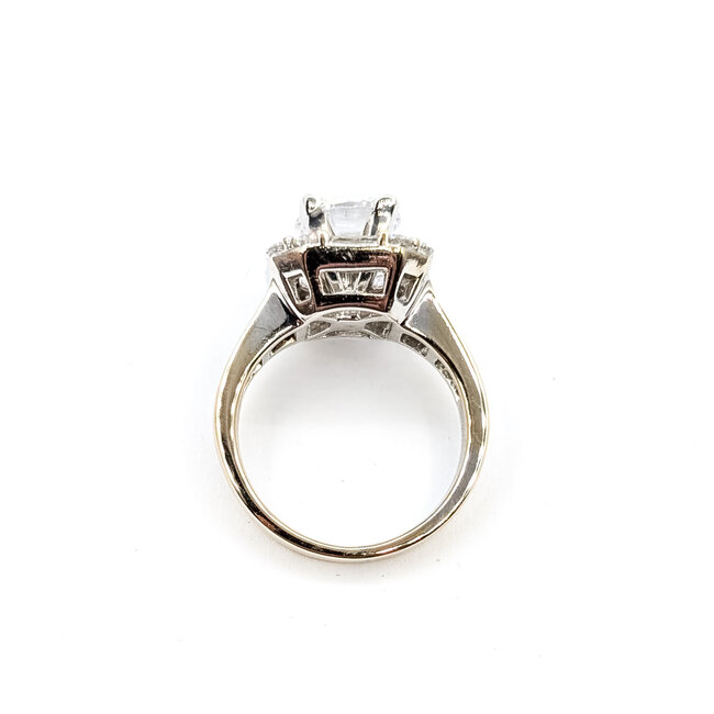 Ring Halo 8mm Round CZ Center 1.27ctw Diamond 14kw 12x12mm Sz6 7.73g 226020009