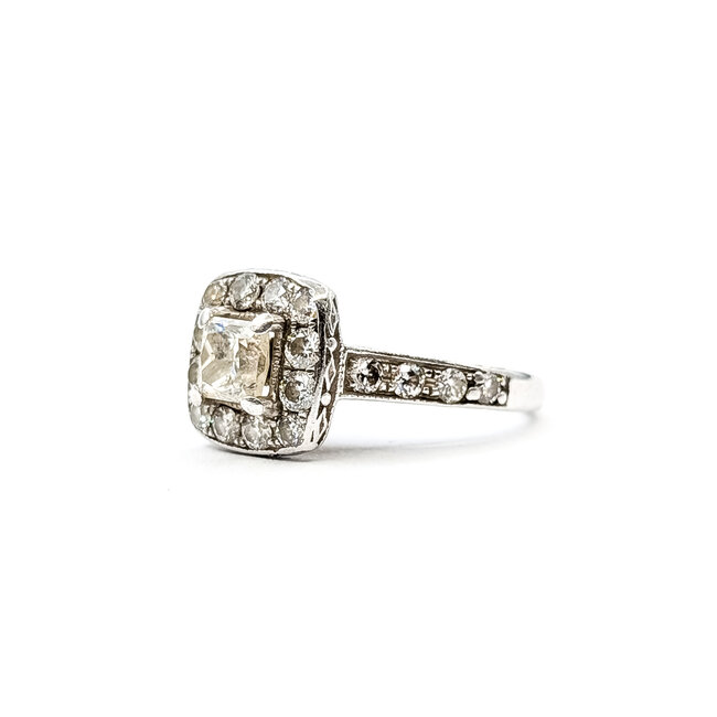 Ring Engagement Filigree .60ct Princess Diamond .75ctw Diamonds 14kw 10.5x10.5mm Sz4.75 4.81g 226020035