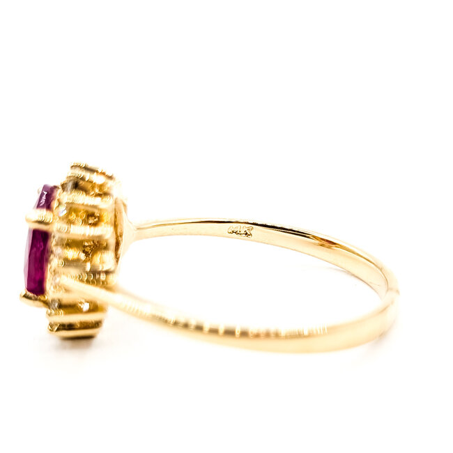 Ring Halo 0.16ctw Round Diamonds GIA Report: 7235149299 1.15ct Red Ruby 14ky 11mm Sz7 2.3g 226020057