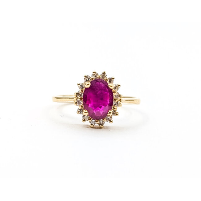 Ring Halo 0.16ctw Round Diamonds GIA Report: 7235149299 1.15ct Red Ruby 14ky 11mm Sz7 2.3g 226020057