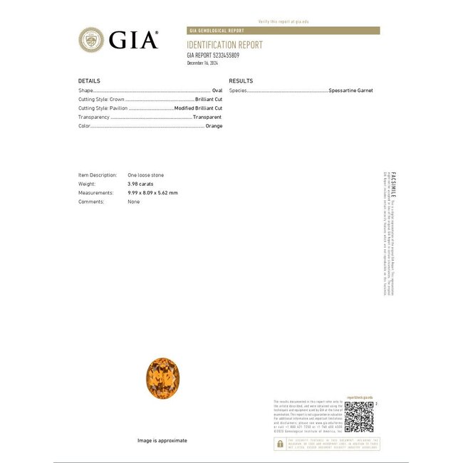 Ring Milgrain Pave 0.2ctw Round Diamonds GIA Report: 5232455809 3.98ct Orange Spessartite Garnet 14kw 4mm Sz6.5 6.9g 226020053