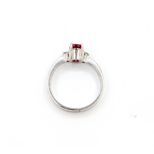 Ring 3-Stone 0.08ctw Round Diamonds GIA Report: 5231381725 1.01ct Red/Orange Spinel 18kw 2.2mm Sz6.5 3.51g 226020059
