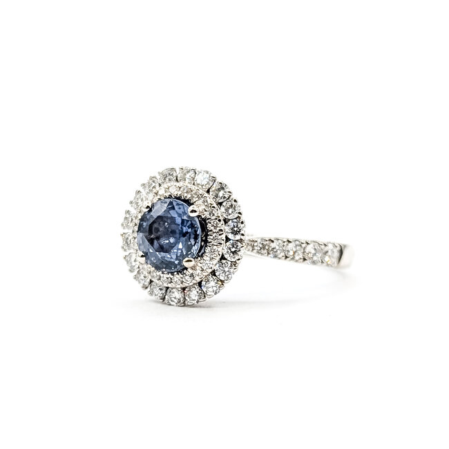 Ring Double Halo 0.71ctw Round Diamonds GIA Report: 6233795306 1.21ct Blue Sapphire 14kw 12.5mm Sz7.75 4.67g 226020056