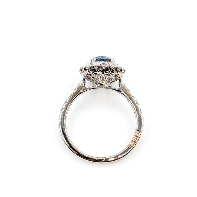 Ring Double Halo 0.71ctw Round Diamonds GIA Report: 6233795306 1.21ct Blue Sapphire 14kw 12.5mm Sz7.75 4.67g 226020056