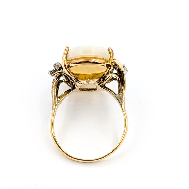 Ring 7-Stone Bypass 0.12ctw Baguette Diamonds 21x13mm Australian Opal 18ky 2.4mm Sz8 6.23g 226020060