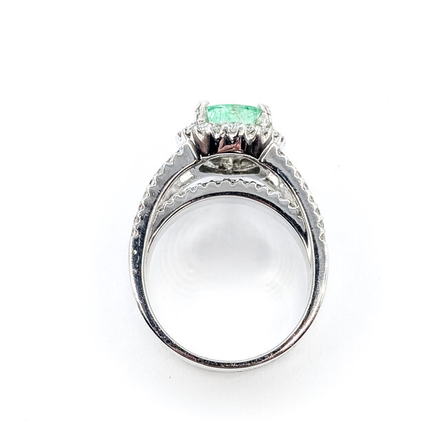 Ring Halo Tear Drop 0.8ctw Round Diamonds GIA Report: 5221596137 2.33ct Seafoam Tourmaline (Paraiba)    Platinum 16mm Sz7 17.85g 226020054