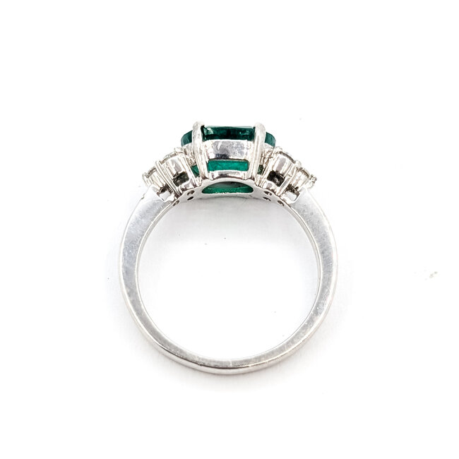 Ring 7-Stone 0.21ctw Round Diamonds 1.78ct Green Emerald Platinum 2.5mm Sz7 6.24g 226020058