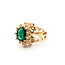 Ring Double Halo 0.7ctw Round Diamonds 1.56ct Green Emerald 14ky 14mm Sz6 7.87g 226020055