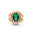 Ring Double Halo 0.7ctw Round Diamonds 1.56ct Green Emerald 14ky 14mm Sz6 7.87g 226020055