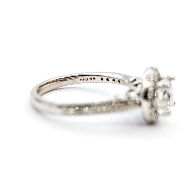 Ring Wedding Set Halo 1.09ct Round Lab Grown Diamond IGI: 763667860  0.7ctw Near Colorless Diamonds 14kw Sz6.5 7.1g 125120091
