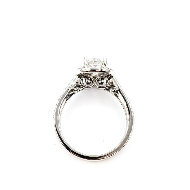 Ring Wedding Set Halo 1.09ct Round Lab Grown Diamond IGI: 763667860  0.7ctw Near Colorless Diamonds 14kw Sz6.5 7.1g 125120091