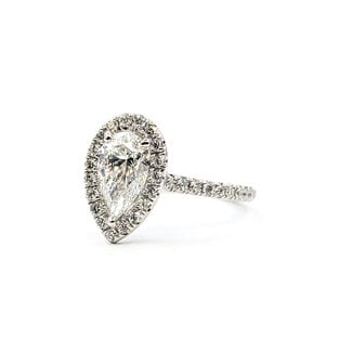 Ring Tear Drop 1.14ct Pear Lab Grown Diamond IGI: 547238563 .38ctw Round Diamonds 14kw 13x9mm Sz4.5 4.4g 125060078