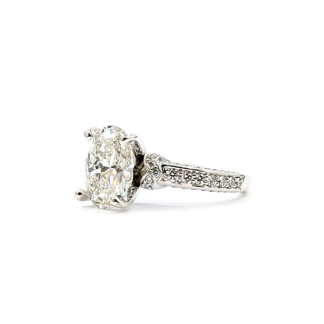 Ring Engagement 2.12ct Oval Lab Grown Diamond IGI: 649421994 .50ctw Round Diamonds 950pt sz7 124050162