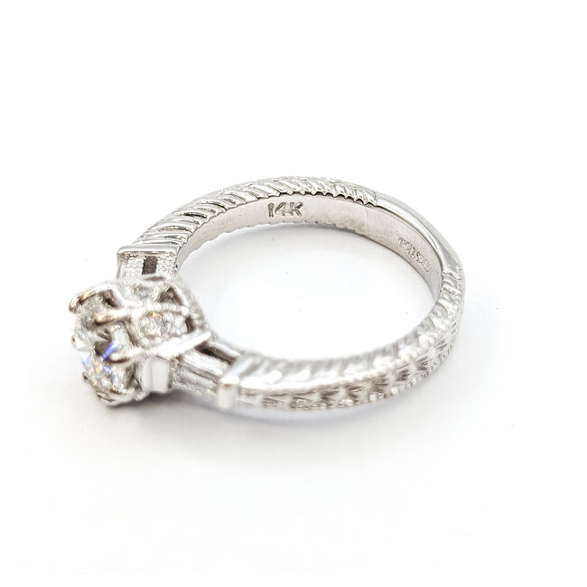 Ring Milgrain 1.10ct Round Lab Grown Diamond GSI 71706930120 .20ctw Near Colorless Diamonds 14kw Sz6.5 4.9g 125120022