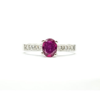 Ring Gallery 0.38ctw Round Diamonds 0.72ct Red Ruby Platinum 2.5mm Sz6.5 5.05g 226020062