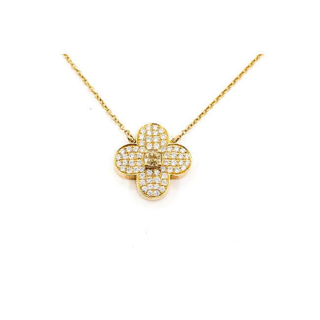 Pendant Quatrefoil 0.41ctw Round Diamonds 18ky 15x15mm 16-18" 4.23g 226020045